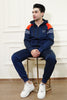 Men Adi Navy Blue Stripes Tracksuit